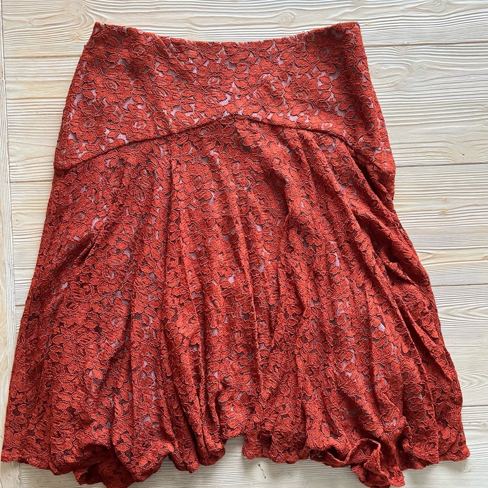 Anthropologie Moulinette Soeurs Burnt Orange | Red Lace Skirt – Size 10 – NWT - Picture 6 of 6